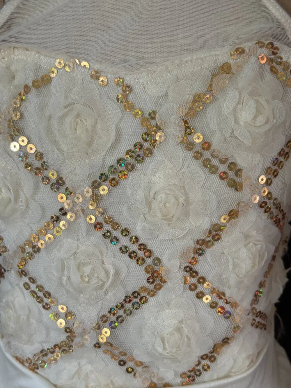 Revolution Dancewear All I Ask of You Ivory Gold Sequin Rose Lyrical Costume MC